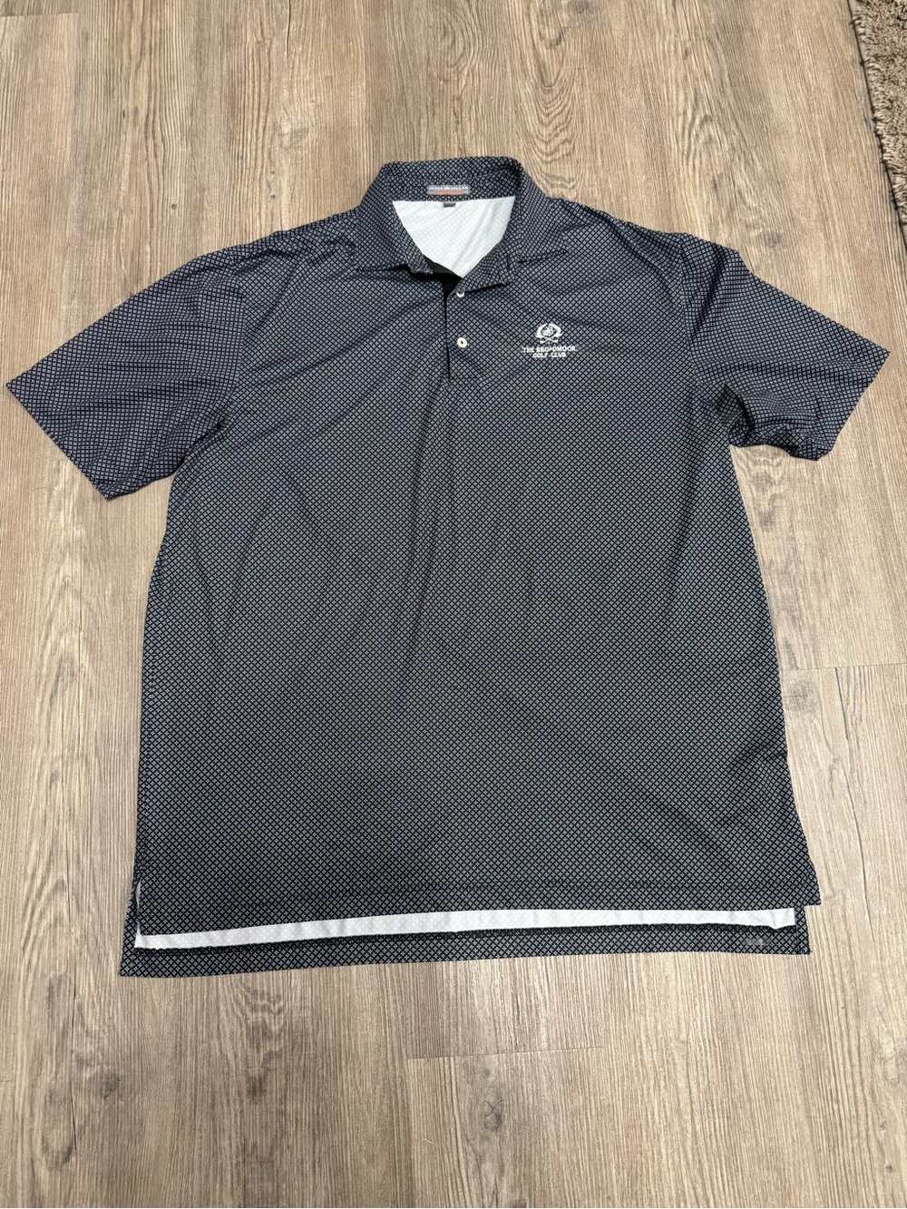 Peter Millar Summer Comfort Golf Polo Shirt Mens Large Black Geometric